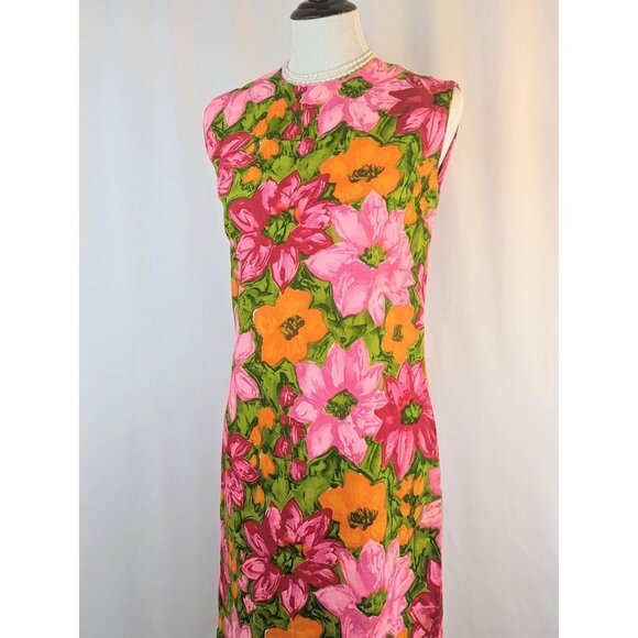 Women's Authentic Vintage Hawaiian Tropical Mini Sheath Dress Floral Luau Dress - Picture 2 of 10